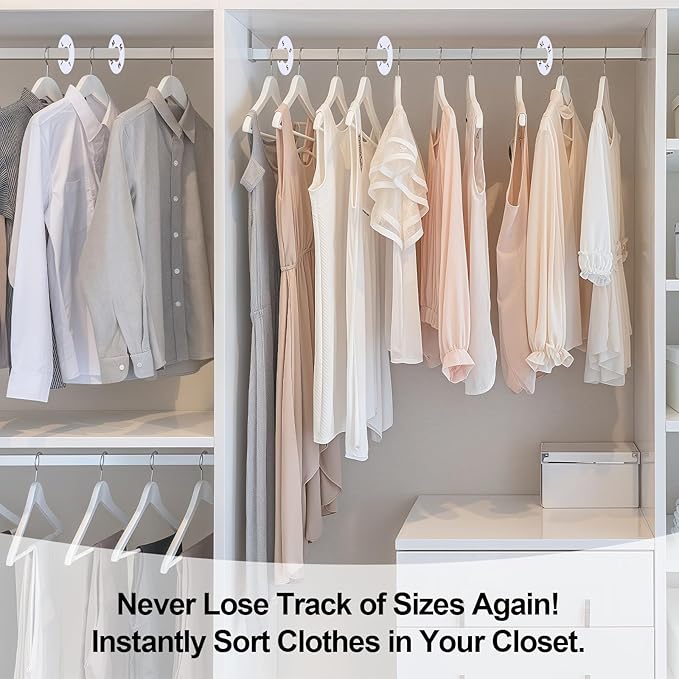 13 Pcs Clothing Rack Size Dividers Round White Plastic Size Markers for Clothing Rack Pre-Labeled (XXS-XXXL) & Blank Dividers & Erasable Pen for Closet, Retail Store, Wardrobe