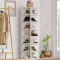 Wooden Rotating Shoe Rack, 7 Tier Spinning Shoe Rack Tower for Closet, Storage Organizer for Entryway, Bedroom, Living Room (Embossed White, 7 Tier)