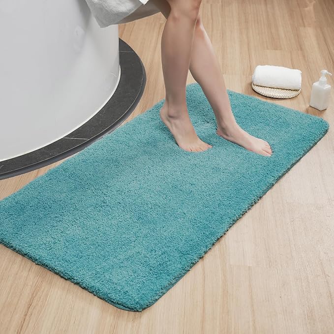 Luxury Quick Dry Non-Slip Bathroom Rugs【24'' x 47'' Blue】 Highly Absorbent Washable and Ultra Soft, Extra Thick Fluffy Bath Mats for Shower/Kitchen/Bathtub Floor