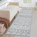 KUTA 2x6 Washable Runner Rug Non-Slip, Grey Moroccan Boho Rug Runner for Hallways Distressed Geometric Vintage Kitchen Rugs, Ultra Soft Floor Mat for Entryway, Bathroom, Laundry, Living Room, Bedroom