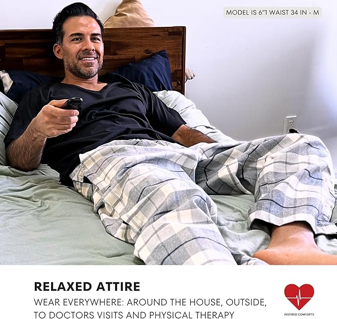 Inspired Comforts Unisex Tearaway Post Surgery Recovery Pajama Pants with Side Snaps & Pockets