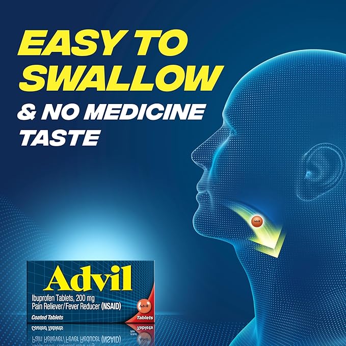 Advil Pain Reliever and Fever Reducer, Pain Relief Medicine with Ibuprofen 200mg for Headache, Backache, Menstrual Pain and Joint Pain Relief - 200 Coated Tablets