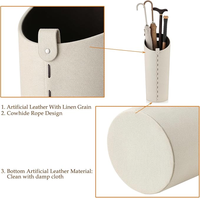 Tall Umbrella Holder White That won't Tip Over and Removable Drip Water Tray Modern Farmhouse Home Decor Umbrella Bucket Rack Can Storage 10 Different Sizes of Golf Umbrellas Canes etc