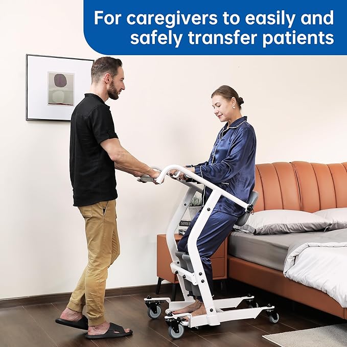Stand Assist Patient Transport Unit, Safely Sit, Stand, Transfer & Transport, Fall Prevention Patient Transfer Lifter for Home and Facilities, 400 lb Capacity.