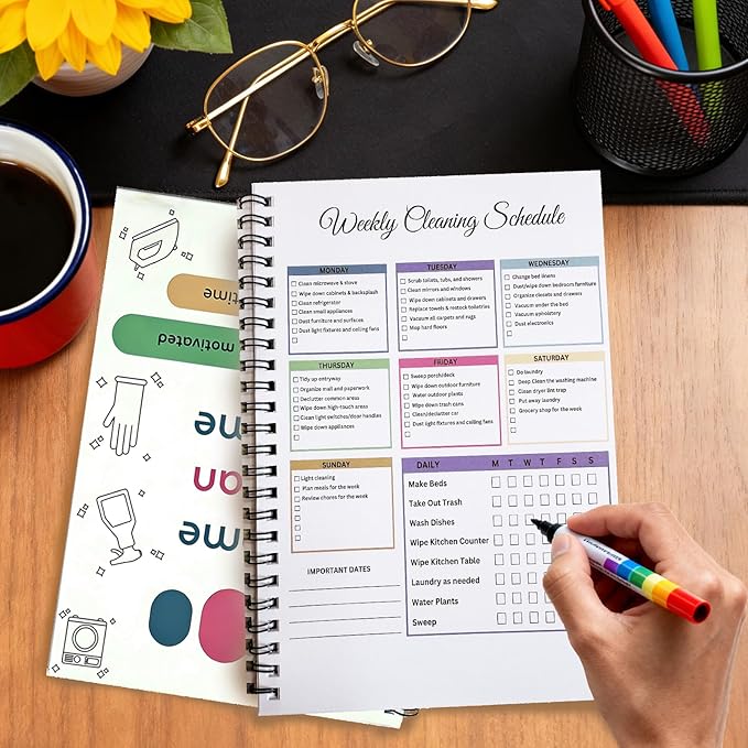 Adhd Cleaning Planner,Household Cleaning Planner, Daily, Weekly And Monthly House Cleaning Schedule And Checklist, Kitchen Bathroom Bedroom Specific Cleaning Schedules for Adults (pink)