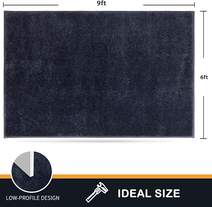 PURRUGS Easy Care Area Rug 6ft x 9ft, Non-Slip Washable Entryway Rug, Stain Resistant Accent Rug for Hallway, Living Room, Bedroom and Mudroom, Navy Blue