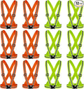 Hercicy 12 Pcs Reflective Vest High Visibility Safety Vests, Adjustable Running Gear Straps Lightweight Reflector for Construction (Yellow,Orange)