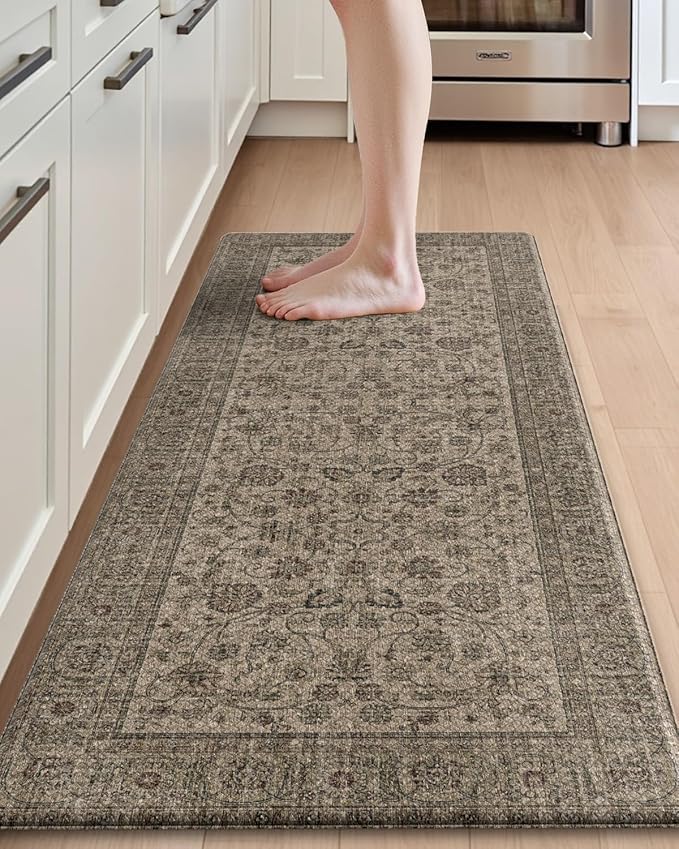 DEXI Kitchen Mats for Floor Cushioned, 23x59 Extra Large Wide Runner Rug Non Slip, Waterproof Soft Comfort Standing Padded Anti Fatigue Decorative, Brown