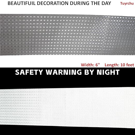 Reflective Tape White 6 inch, Outdoor Waterproof Hazard Conspicuity Warning Industrial Marking Tape (10 feet)