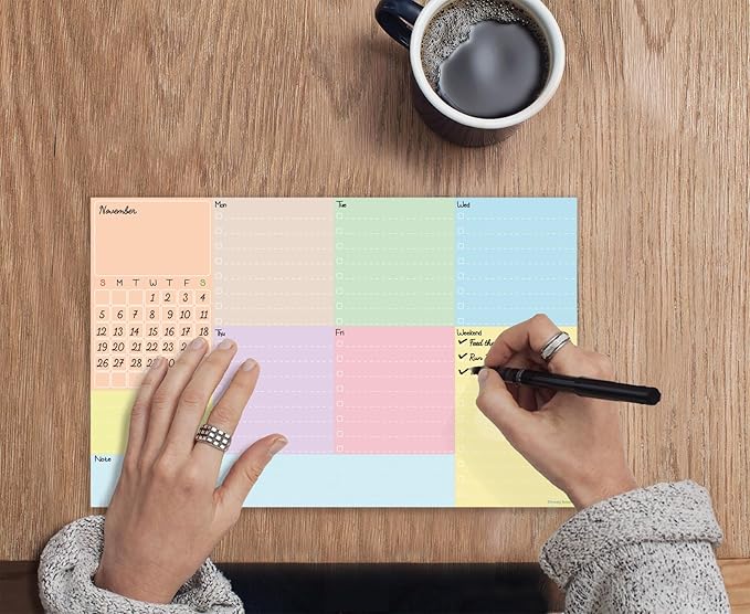 Week Planner Time Tracker To Do LIst Notepad Goal Setting Busy Life Checklist Time Management Organizer Work Life Balance 7" x 11" Premium 100gsm 62 Sheets Tear Off Scheduler Task Priority Office Work