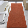 LOCHAS Luxury Bathroom Rug Shaggy Bath Mat 24 x 60 Inch, Washable Non Slip Bath Rugs for Bathroom Shower, Soft Plush Chenille Absorbent Carpets Mats, Burnt Orange