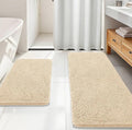 OLANLY Bathroom Rugs Sets 2 Piece, Soft Absorbent Chenille Bath Mats Area Rug Set, Non-Slip, Quick Dry, Machine Washable Bath Mats for Bathroom, Home Decor Accessories (59"x20"+30"x20", Beige)
