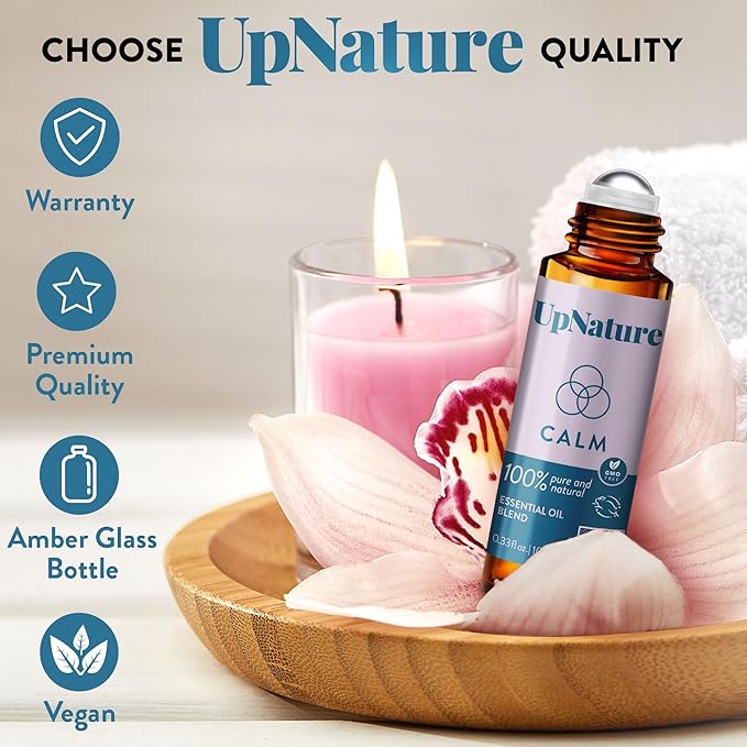 UpNature Calm Essential Oil Roll On - Self Care Gifts for Women - 100% Natural Stress Relief Aromatherapy Blend – Relaxation Gifts for Teens Girls