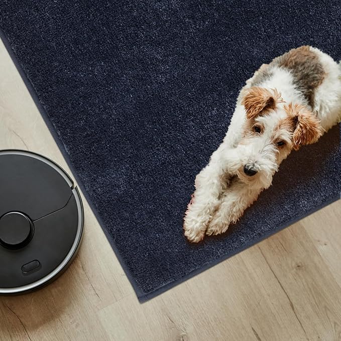 PURRUGS Easy Care Area Rug 4.5ft x 7ft, Non-Slip Washable Entryway Rug, Dog Door Mat, Stain Resistant Accent Rug for Hallway, Living Room, Bedroom and Mudroom, Navy Blue