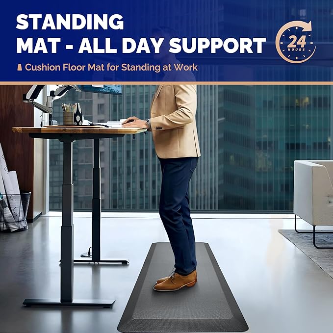 FEATOL Anti Fatigue Mat for Standing, 9/10 Extra Thick Ergonomic Standing Desk Mat, Comfort & Durable Memory Foam Standing Mat at Home,Office All Day (20" x 32", Gray, 1PC)