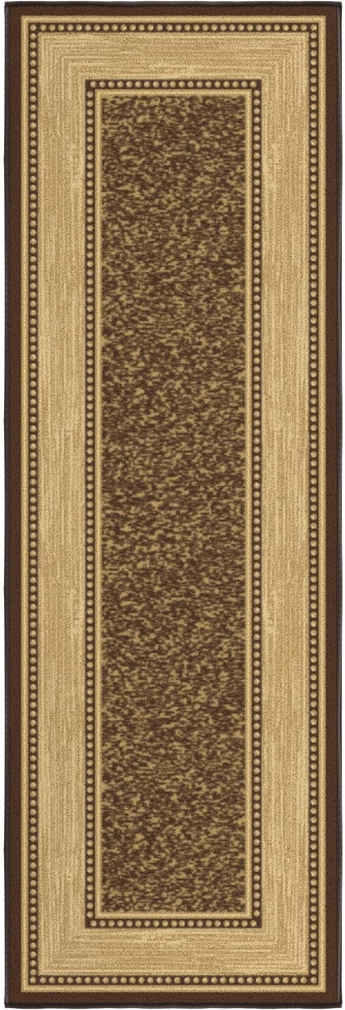 Ottomanson Hallway Runner Rug 20" x 59" Non Slip Border Area Rugs Easy to Clean Laundry Rug Runner Durable & Pet Friendly Floor Carpet Runners for Hallways Entryway Living Room Kitchen, Brown