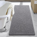 LOCHAS Luxury Bathroom Rug Shaggy Bath Mat 24 x 54 Inch, Washable Non Slip Bath Rugs for Bathroom Shower, Soft Plush Chenille Absorbent Carpets Mats, Gray