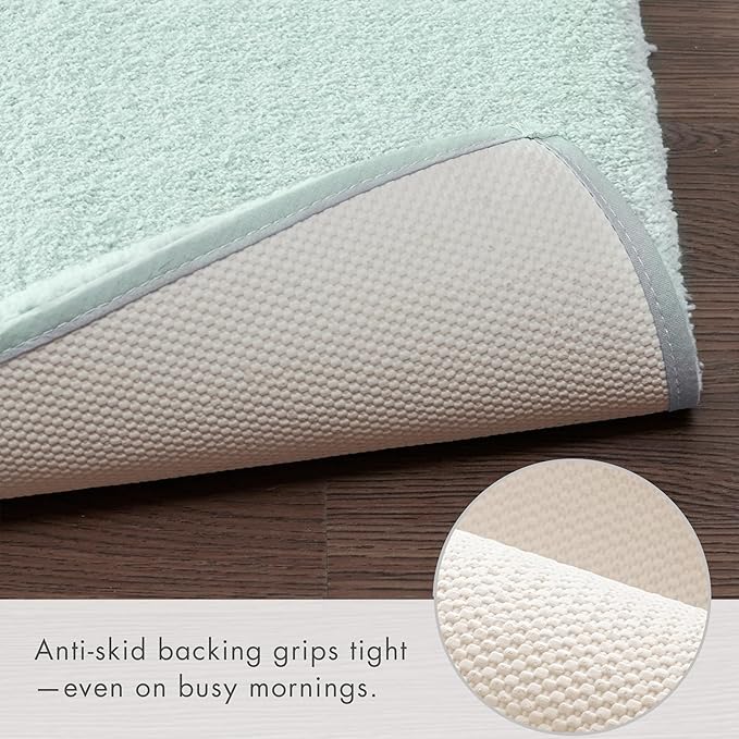 Madison Park Signature Marshmallow Bathroom Rug Non Slip, Luxrurious Plush Bath Mat, Absorbent, Quick Dry, Spa Design Bath Room Décor, 20x24, Seafoam