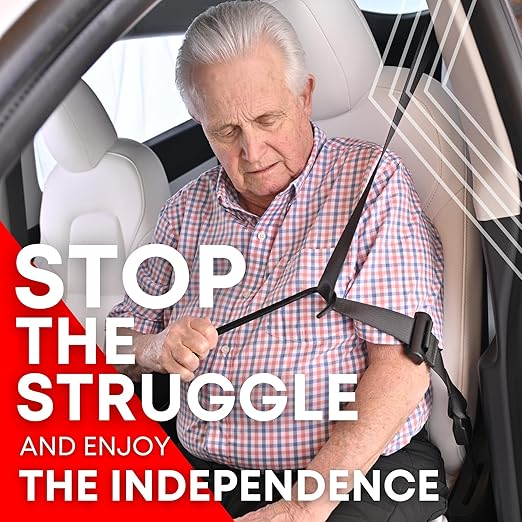 Seatbelt Catcher Seat Belt Aid Grabber - for Elderly & Disabled, Seatbelt Reacher Tool for Seniors with Back, Shoulder, or Elbow Injury, Easy Reach Mobility & Daily Living Aid, 3 Pack, Dark Blue