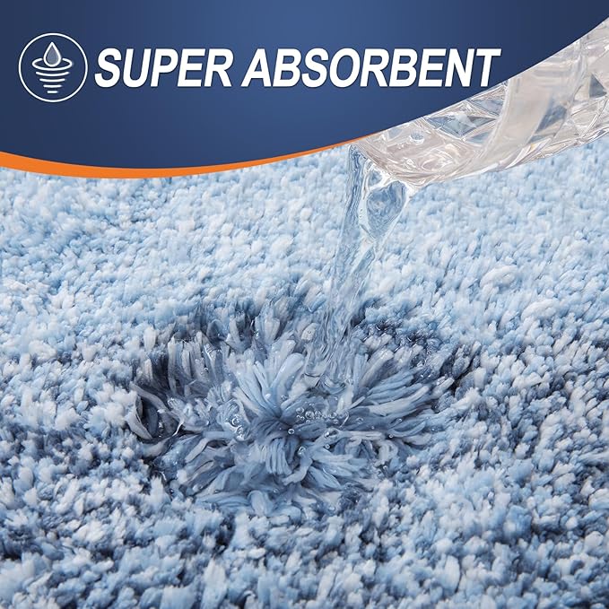 OLANLY Bathroom Rug Set 2 Piece, Soft Absorbent Microfiber Bath Rug Set, Non-Slip, Machine Wash Dry, Plush Shaggy Bath Mats for Bathroom (30"x20"+24"x16", Blue)