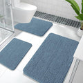 OLANLY Bathroom Rugs Sets 3 Piece, Soft Absorbent Chenille Bath Mats and U-Shaped Contour Toilet Rug, Quick Dry, Home Decor Accessories, Bath Mat Set for Bathroom (36"x24"+24"x16"+24"x20", Airy Blue)
