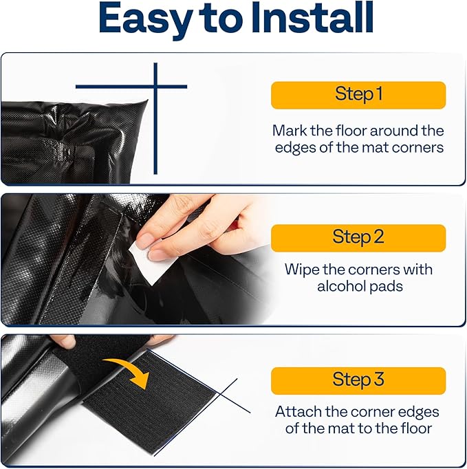 VIVOHOME Containment Mat (7'9" x 18') with Stay Put Corner, PVC Garage Floor Mats, Heavy Duty Garage Parking Mat with a Squeegee,Black