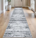 Modern Abstract Runner Rug 2.6x14, Black Grey White Washable Long Kitchen Runner Non-Slip Soft Hallway Rug Runner Thin Print Faux Wool Carpet for Entryway Bedroom Laundry Room Indoor Home Decor