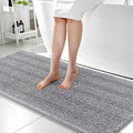 OLANLY Thick Bathroom Rugs 59x24, Extra Soft Absorbent Chenille Striped Bath Rugs, Rubber Backing, Machine Wash Dry, Bath Mats for Bathroom Floor, Tub and Shower, Home Decor Accessories, Grey