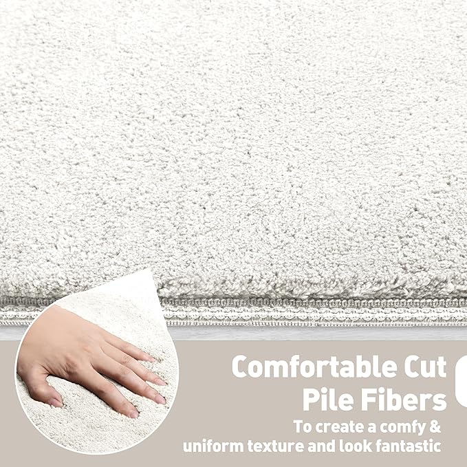 PURE ERA Carpet Stair Treads Ultra Plush 8" X 30" Soft Indoor Stair Protectors Pet-Friendly Non-Slip Skid Resistant Tape Free Washable Reusable(14 Pieces, White)