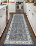 Color&Geometry Anti Fatigue Kitchen Mats for Floor 24x87, Vintage Decor, Easy Clean, Waterproof & Oil Proof, 0.4" Thick Cushioned, Non-Slip Kitchen Runner Rug for Sink, Laundry, Office, Blue
