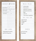 Sheffield Home Set of Two Family Planner Dry Erase Boards Featuring, Chore Chart, Shopping List, Weekly Meal Planner and Notes, 9x21 Inch, Natural