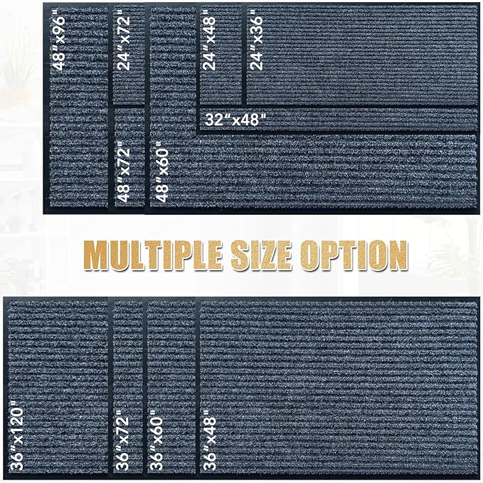 Front Door Mat,2'x3'Indoor Outdoor Door Mat,Heavy Duty Durable Welcome,Commercial Floor Mats Inside Outside Entrance, Waterproof All-Season, All-Weather Non Slip Backing Doormat for Entryway,Dark Gray