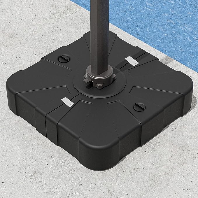 Patio Umbrella Base with Wheels Water&Sand Filled Umbrella Stand Weights, 285lbs Capacity Heavy Duty Outdoor Cantilever Umbrella Base