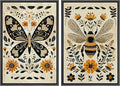MUDECOR Framed Canvas Print Wall Art Set Butterfly Animals Botanical Bee llustrations Modern Art Decorative Bohemian Calm/Zen for Living Room, Bedroom, Office - 16"x24"x2 Black