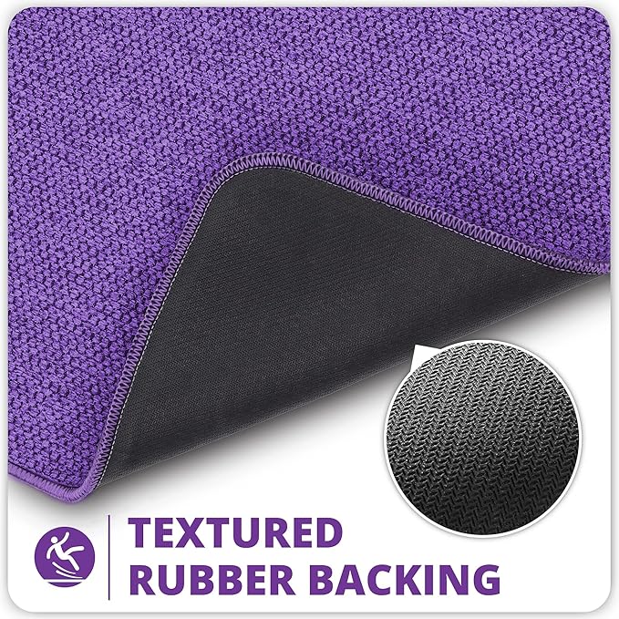 Bath Mat,Ultra Thin Bathroom Runner Rugs,Large Bath Mats for Bathroom,Quick Dry,Non-Slip,Machine Washable,Low Pile,Bath Rug,Shower Outside,Sink,Home Decor Accessories.Purple,1'9"x3'11"（21x47inch）