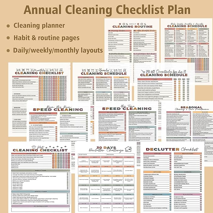 Adhd Cleaning Planner,Household Cleaning Planner, Daily, Weekly And Monthly House Cleaning Schedule And Checklist, Kitchen Bathroom Bedroom Specific Cleaning Schedules for Adults (white)