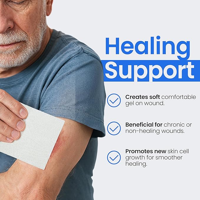 Collagen Dressing Pads - 4" x 4" 5 Count Collagen Pads for Wounds - Non-Adherent Collagen Dressing for Wound Care - Safe n' Simple Wound Care Supplies.