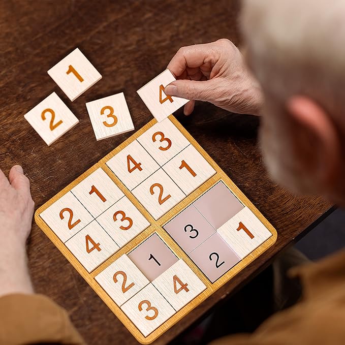 Keeping Busy Wooden Sudoku Game with Templates | Dementia Activities for Seniors | Dementia Products for Elderly | Alzheimers Products for Elderly Gifts Memory Games for Seniors Alzheimers Activities