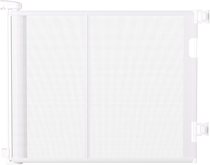 71 inches Extra Wide Retractable Baby Gate, 34 inches Tall Pet Gate for Stairs, Hallways, Kitchens, Safety Mesh Barrier for Kids and Dogs, Indoor Outdoor Use, White