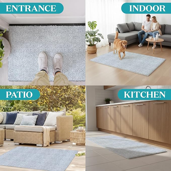 Premium Microfiber Indoor Door Mat – 24"x36" Washable Entry Mat, Non-Slip, Waterproof Backing, Super Absorbent, Low Profile Entryway Doormat for Indoor Entrance