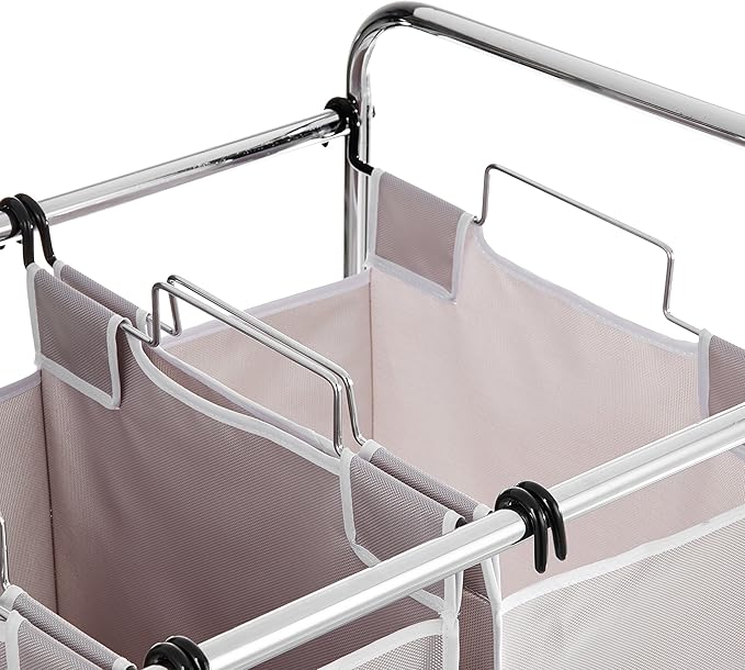 Amazon Basics 3-Bag Rectangular Laundry Bag Hamper Sorter Basket, Gray