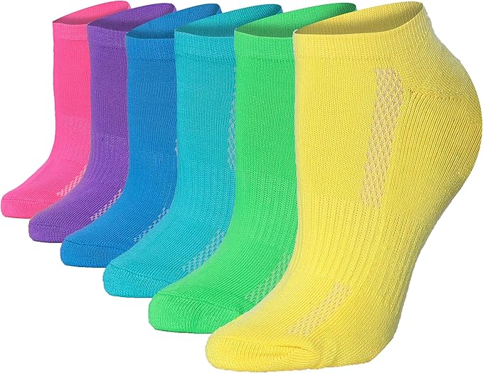 Tipi Toe Women’s 6-Pack Athletic Cushioned Running Ankle Socks – Soft, Breathable Fabric with Arch Support for Comfort