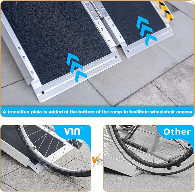 VNN Portable Wheelchair Ramp 3FT, Non-Slip Aluminum Ramps for Wheelchairs for Home, Handicap Wheelchair Ramps for Home Steps, Aluminum Loading Dock Plates, Doorways, Curbs, Stairs