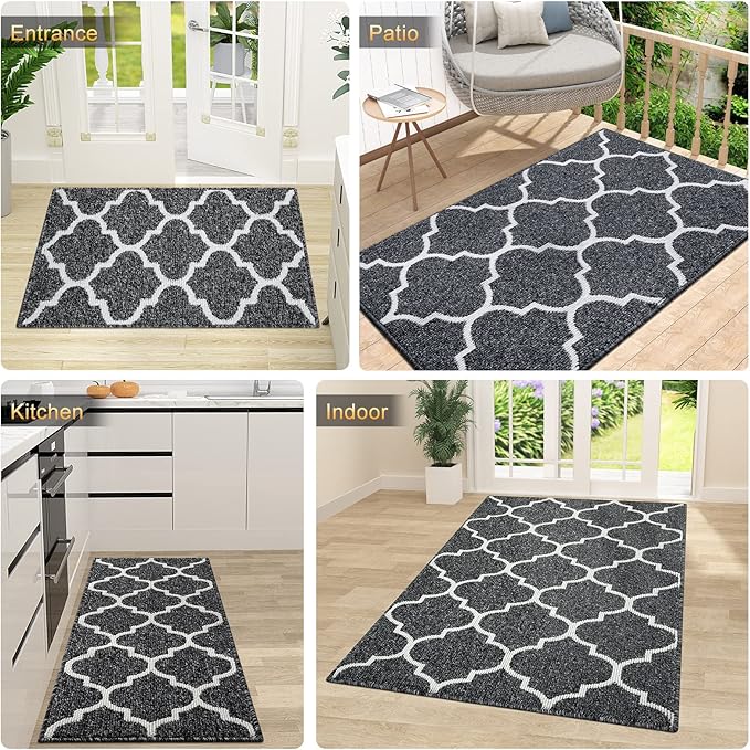 OLANLY Indoor Door Mat, 30x17, Non-Slip Absorbent Resist Dirt Entrance Mat, Washable Low-Profile Inside Floor Doormats for Entryway, Black