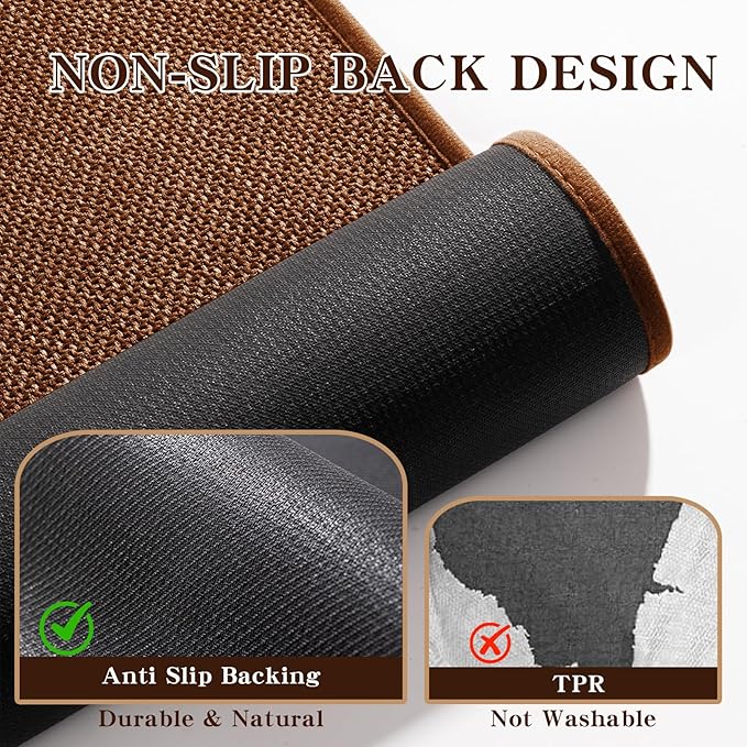 chakme Bathroom Rugs Mat 24x17, Ultra Thin Non Slip Bath Mat Small Quick Dry Absorbent Bath Mat for Bathroom, (Rust, 24"x17")