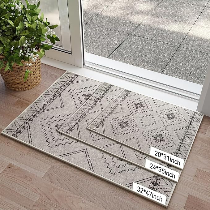 Indoor Door Mat 24"x35",Beige Door Mat Indoor Entrance Dirt Resistant & Absorbent, Non-Slip Rubber Backing Front Door Mats,Washable Low-Profile Doormat for Entryway, Inside Home Entrance