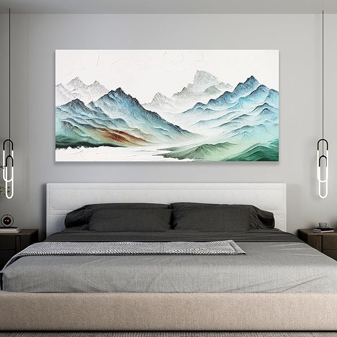 Landscape Canvas Wall Art Modern Painting Wall Art Wall Hanging Decor Framed Artwork Moutain Wall Decor for Living Room Bedroom Dining Room Home Office Decor 29"x58"
