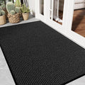 Front Door Mat 3' x 5', Low Profile Heavy Duty Door Mat Outside Entrance, Non-Slip Large Commercial Floor Mat, Absorbent & Resist Muddy Dirt, Easy Clean Welcome Entry Mat Indoor Outdoor, Black