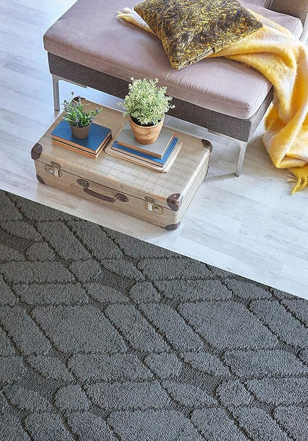 Custom Size Hallway Runner Rug Trellis Grey Color 31 inch Wide Select Your Length Non-Slip (Skid Resistance) Rubber Backing 32 feet x 31 inch (Color Options Available)