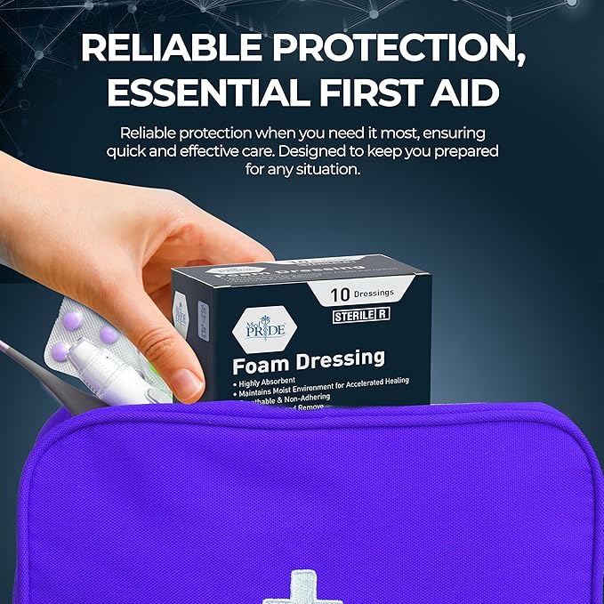 MED PRIDE Sterile Foam Dressings for Wounds, Soft Absorbent Non-Adhesive Waterproof Medical Foam Padding for Ulcers, Injuries (2x2 Inch (Pack of 10))